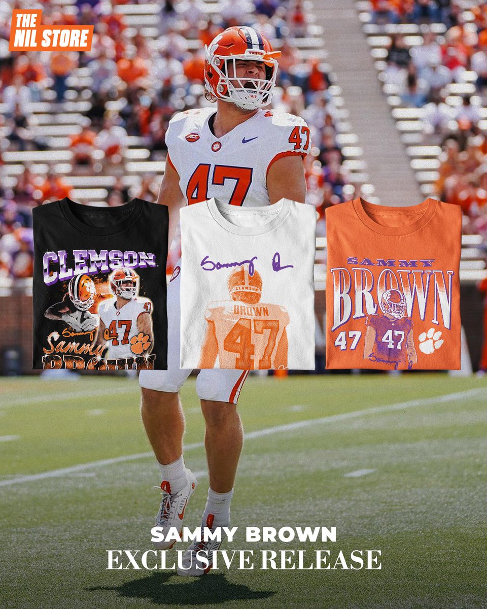 Support Sammy! 🫡

Exclusive <a href="/sammybrown_/">sammy brown 🪐</a> merch available now!

Shop: nil.store/clemson/cl-sam…