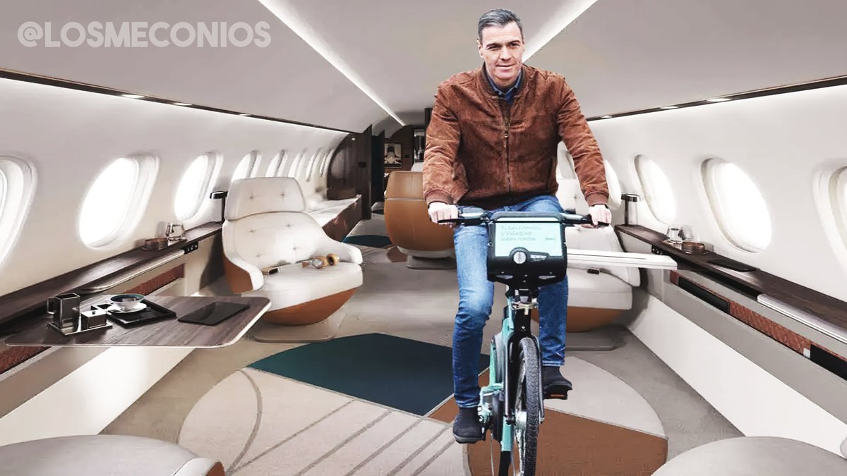 LosMeconios's tweet image. 🔴 ÚLTIMA HORA | Pedro Sánchez se desplazará en bicicleta en el interior del Falcon para hacer uso del transporte público y proteger el medio ambiente.