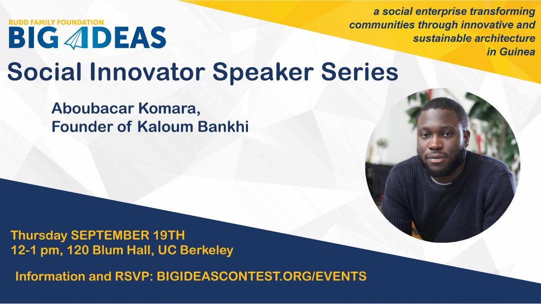 Join Big Ideas alum and Founder of Kaloum Bankhi, Aboubacar Komara, next week at our social innovator speaker series and discover how you can get started on your own Big Idea! RSVP at docs.google.com/forms/d/e/1FAI…
📍Sept. 19, 12 PM, 120 Blum Hall