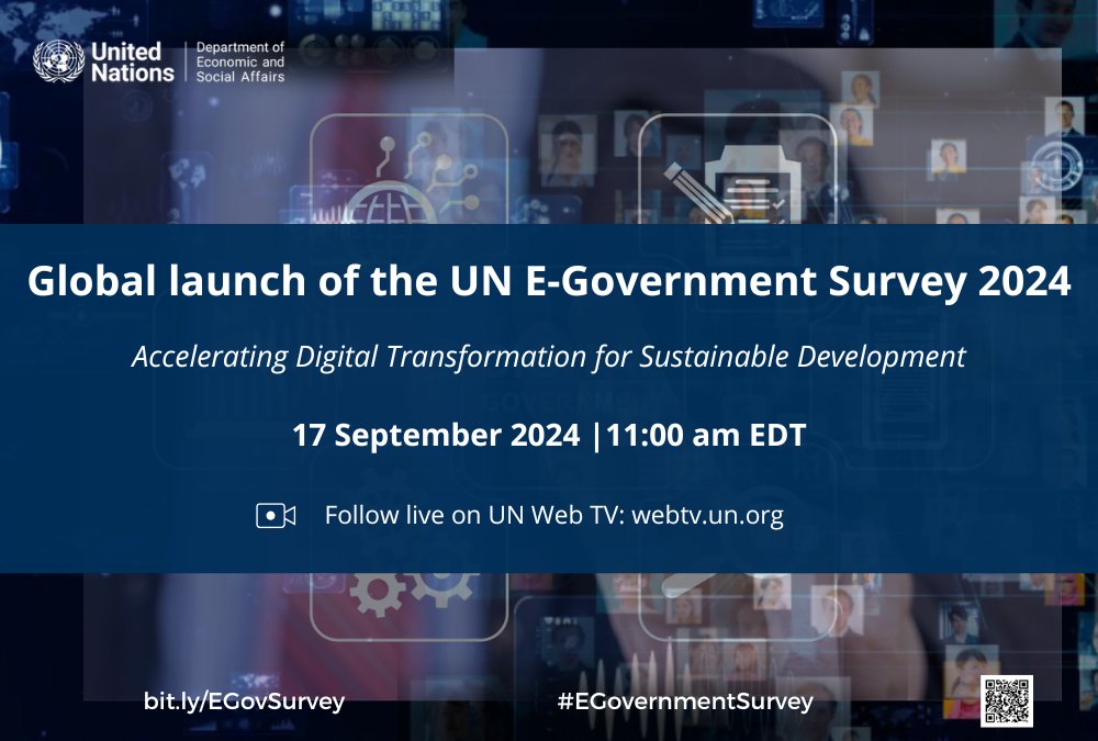 unpan's tweet photo. Do you want to find out which countries are leaders in e-government?

‌Follow the launch of the #EGovernmentSurvey 2024 on 17 September at 11 am EDT!

🖥 https://t.co/IxFBZ3HAXu
ℹ️  https://t.co/AAMU8pBfPR https://t.co/akleZqLGKN