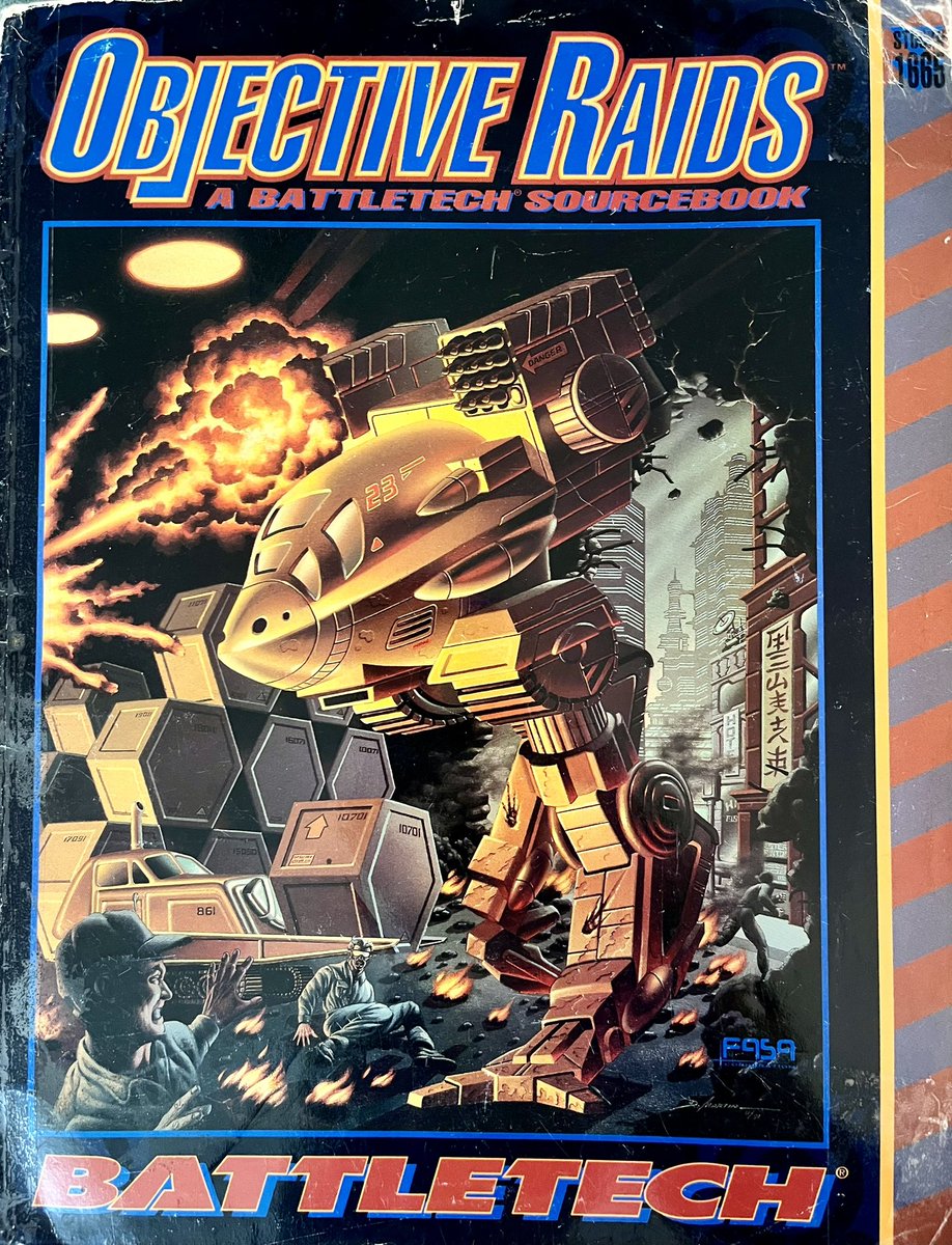 R2D24Life's tweet photo. Beginning to add to my old source materials for #Battletech in case the future goes dimmer with the IP.
Not in perfect shape, but I paid less than original cost in 1992.
“Objective Raids”
Reinforced binding with packing tape, JIC!
#ForTheFans
#Boomercomics https://t.co/N5V1C1SgAe