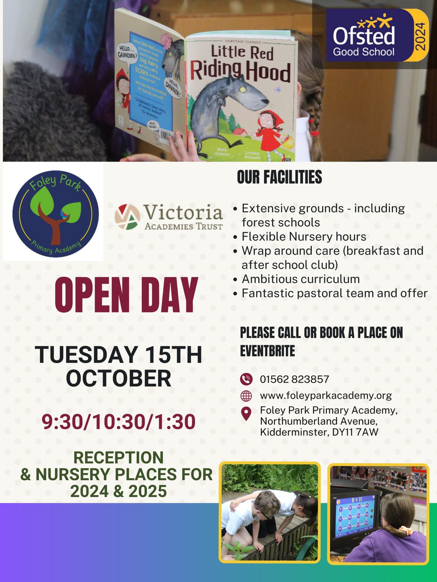 "Open Day - Tuesday 15th October (Reception &amp; Nursery places for 2024 &amp; 2025)" eventbrite.com/e/open-day-tue… <a href="/Eventbrite/">Eventbrite</a>