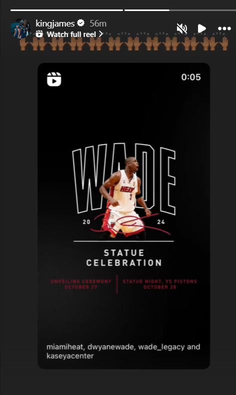 BeatKit22's tweet photo. LeBron James on Miami Heat honoring Dwyane Wade with a statue.

The Heat revealed on Thursday that they are going to unveil Wade's statue on October 27 and hold a statue night on October 28. https://t.co/X21VyJVXBg