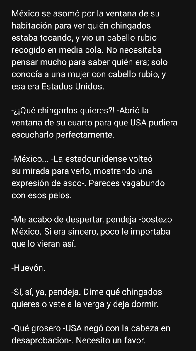 LUPMGA's tweet photo. ¿Y Si Lo Volvemos A Intentar? 

— Salida [Parte 1/4] — 
(Siento mucho si esta es una historia triste, me gusta el USAMex, pero, la versión de mis personajes no encajan. Pero, hare esto lo mejor que pueda) 

https://t.co/PD9Yo2sVzA

#USAMexWEEK #Countryhumans https://t.co/Vq7BH7JYxl