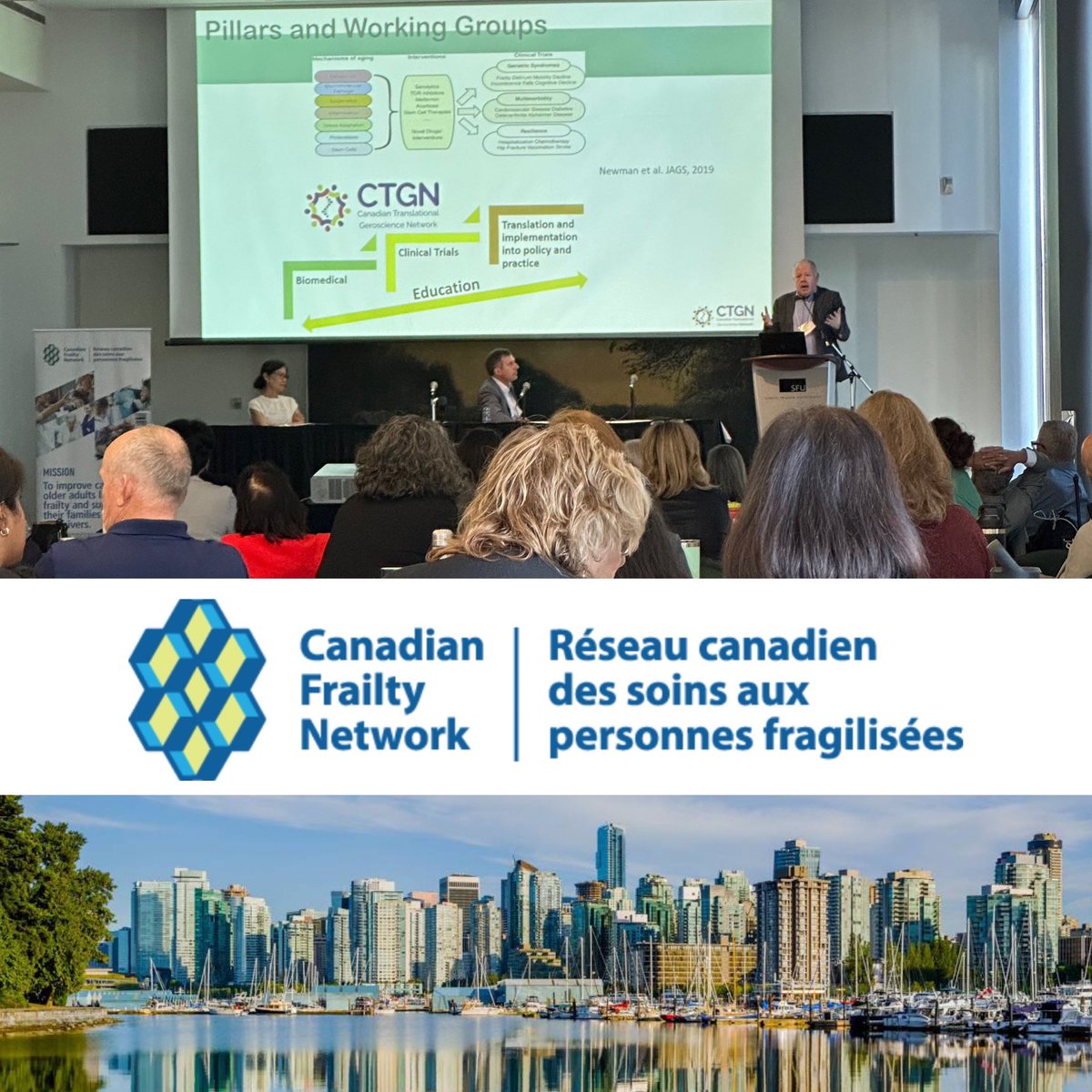 . @GerasCentre is proud to be a leading centre for #frailty research, driving national collaboration to improve care for older adults. Excited to join "Decade of Impact: Honouring our Journey, Charting our Future" to celebrate <a href="/CFN_NCE/">CFN</a> in beautiful Vancouver! On stage now is