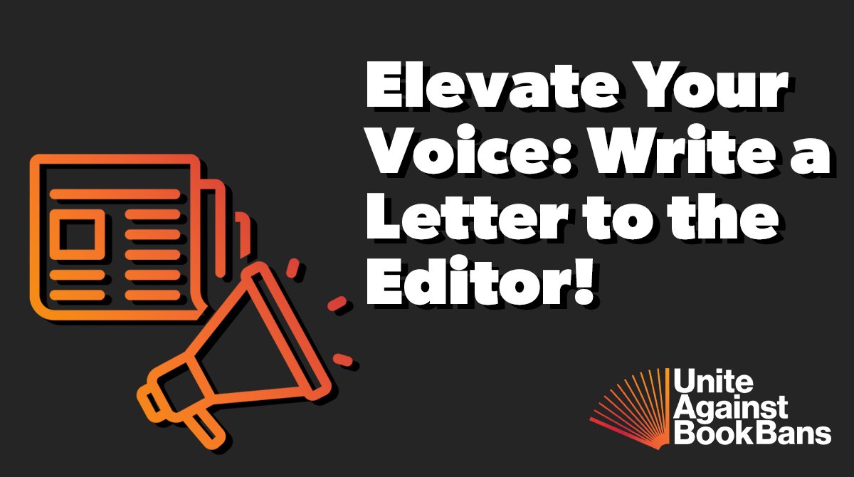 📝 Looking for a way to take a stand against book bans? 

Try writing a letter to the editor—it's a great way to raise your voice and be heard by a wider audience. 

Here's how to get started: uniteagainstbookbans.org/toolkit/#media #UniteAgainstBookBans