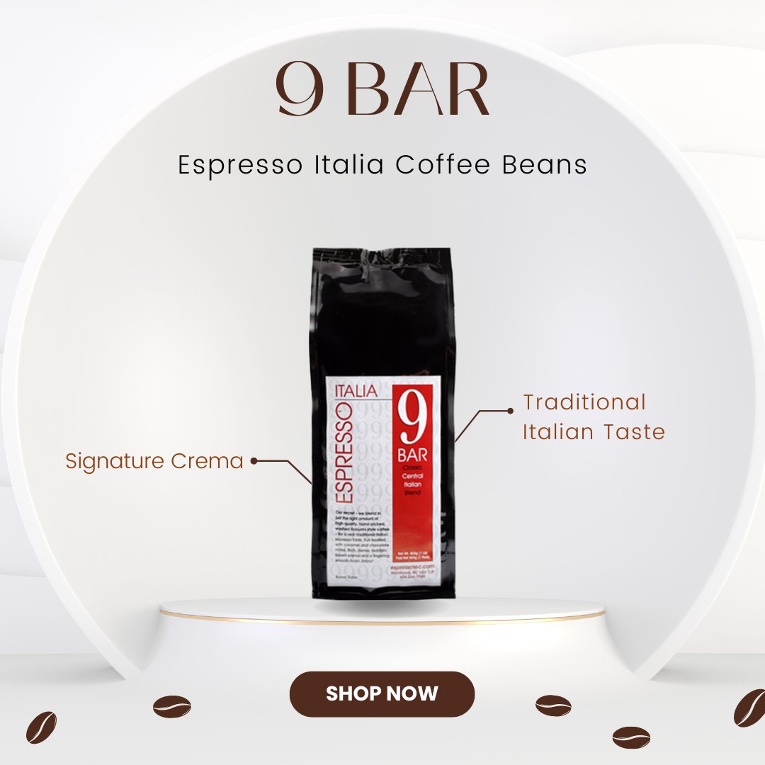 ☕✨ Ready to experience true Italian espresso? Savor the rich, bold flavors of 9 Bar Espresso Italia – our signature blend crafted with hand-picked, washed Robusta beans for that authentic, full-bodied taste.