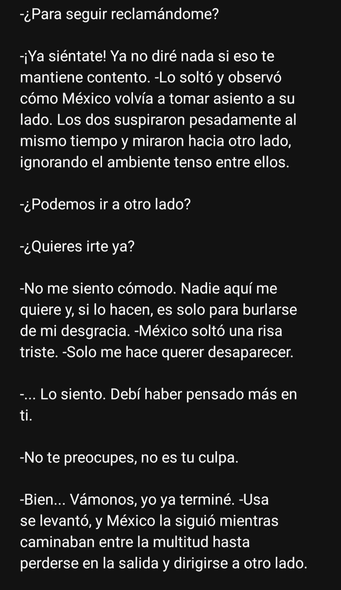 LUPMGA's tweet photo. ¿Y Si Lo Volvemos A Intentar? 

— Salida [Parte 4/5] — 
(Me equivoqué eran de cinco parte :"D) 

#USAMexWEEK #Countryhumans https://t.co/6d4LI0aHQg