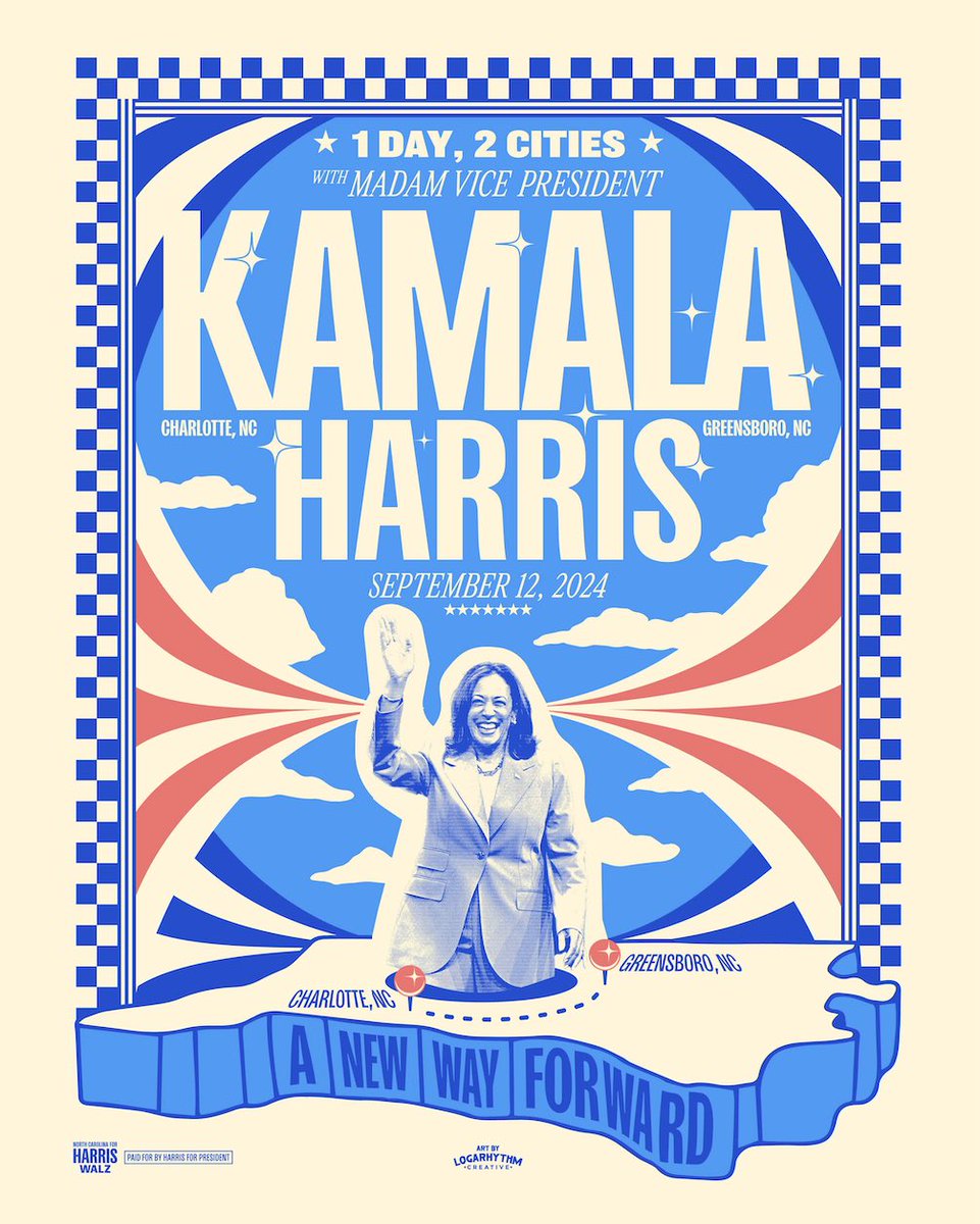RitschAPR's tweet photo. I'm ready for a new way forward!
Welcome to North Carolina, Madam VP @KamalaHarris! #KamalaforNC https://t.co/KsBusdJ0HY