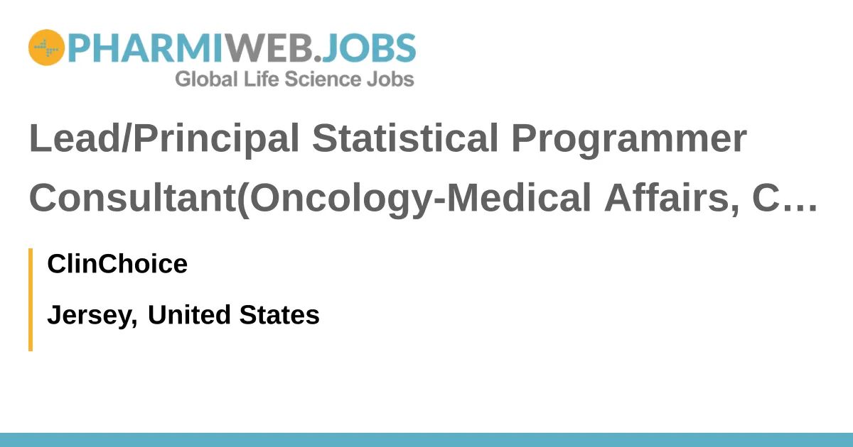 PharmaNewsUS's tweet image. Lead/Principal Statistical Programmer Consultant(Oncology-Medical Affairs, Clinical Trials) REMOTE
buff.ly/47spcGY
#ClinicalResearch #StatisticalProgrammer #MedicalAffairs #Oncology #RemoteWork #ClinChoice #pharmiweb