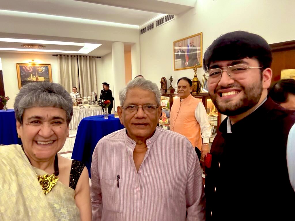 Lal Salaam to Sita Ram  ji - Rest in Power .  A recent pix at this year's Russian National Day celebrations , gone too soon 🙏  Om Shanti.