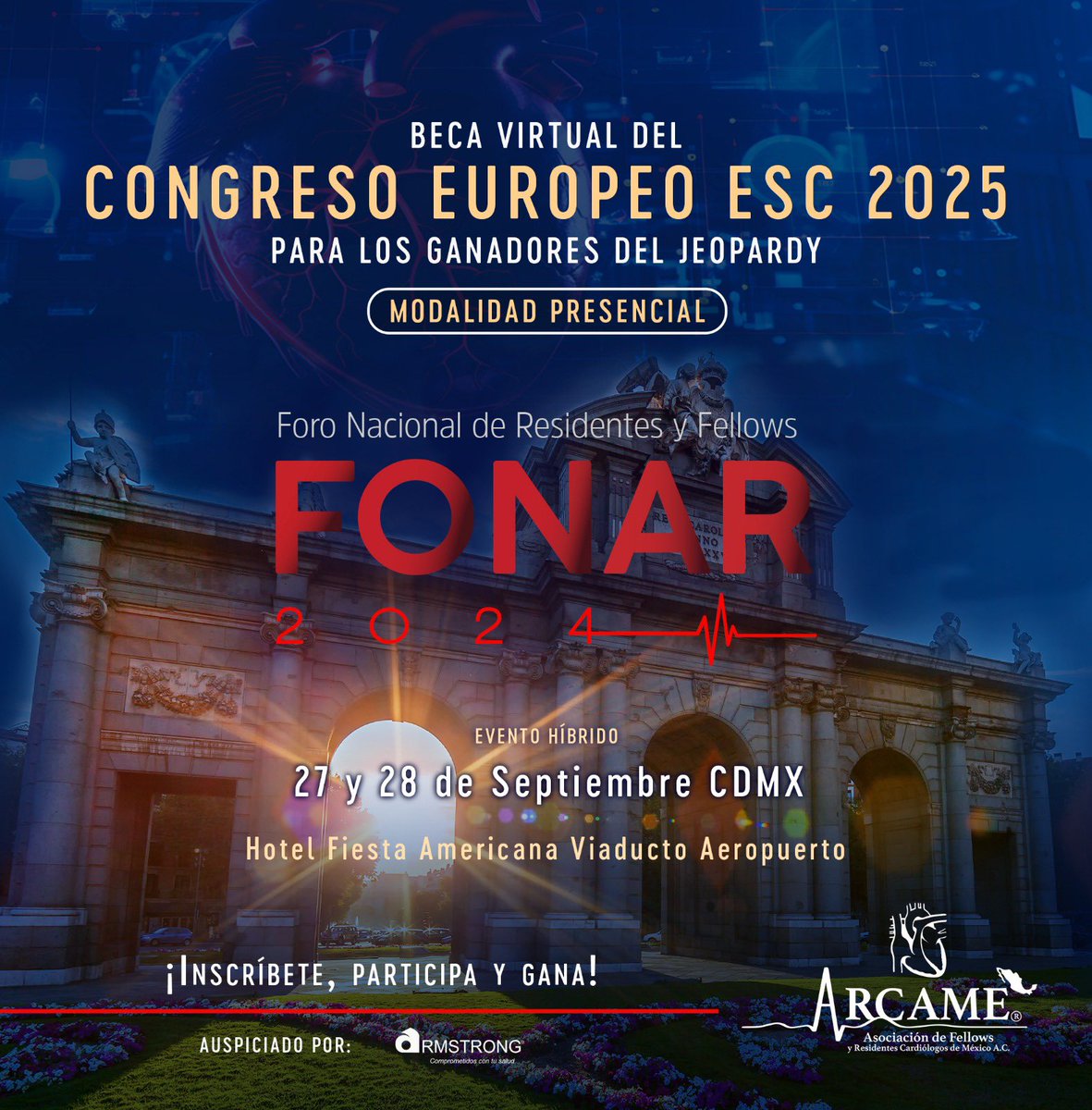 Comunidad ARCAME (@comunidadarcame) on Twitter photo *FONAR 2024,* da la oportunidad al *equipo ganador* del *Jeopardy* una beca virtual para el *Congreso Europeo ESC 2025.*
Recuerda que el *cupo es limitado* y deberás registrarte en modo presencial:
arcame.org/fonar-2024/
*Para mayor información:*
arcame2023@gmail.com *FONAR 2024,* da la oportunidad al *equipo ganador* del *Jeopardy* una beca virtual para el *Congreso Europeo ESC 2025.*
Recuerda que el *cupo es limitado* y deberás registrarte en modo presencial:
arcame.org/fonar-2024/
*Para mayor información:*
arcame2023@gmail.com