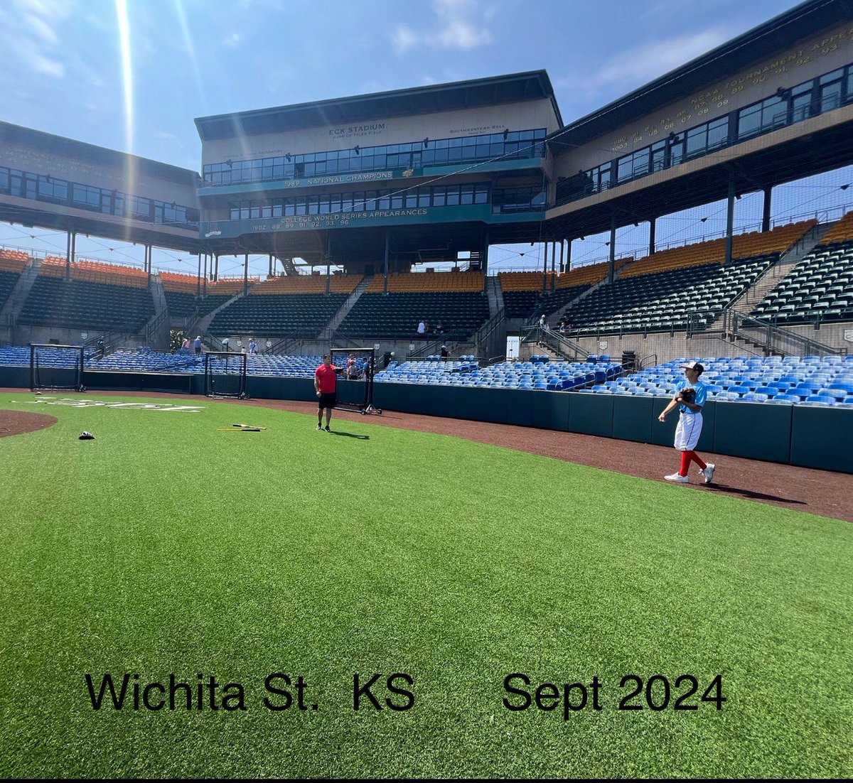 Jack Goodell 2028 (@goodelljack00) on Twitter photo Great camp at Wichita State Saturday! Not a better place to check off state #31 playing catch with <a href="/CoachJeremy14/">Jeremy Goodell</a> (my dad) than Eck Stadium!
Thank you for hosting <a href="/GoShockersBSB/">Wichita State Baseball</a> <a href="/aclaggs10/">Anthony Claggett</a> <a href="/covercash5/">Clay Overcash</a> <a href="/coachbriangreen/">Brian Green</a> <a href="/usnatsmidwstrn/">US Nationals Midwestern</a> Great camp at Wichita State Saturday! Not a better place to check off state #31 playing catch with <a href="/CoachJeremy14/">Jeremy Goodell</a> (my dad) than Eck Stadium!
Thank you for hosting <a href="/GoShockersBSB/">Wichita State Baseball</a> <a href="/aclaggs10/">Anthony Claggett</a> <a href="/covercash5/">Clay Overcash</a> <a href="/coachbriangreen/">Brian Green</a> <a href="/usnatsmidwstrn/">US Nationals Midwestern</a>