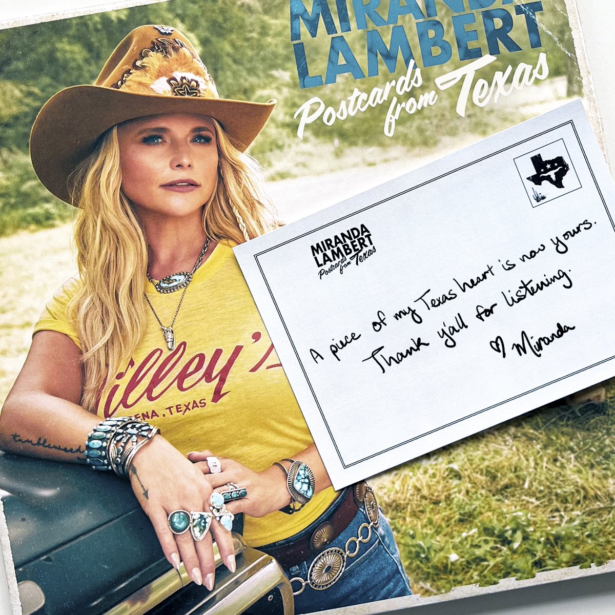 mirandalambert's tweet image. Postcards from Texas is out now. Thank you so much to everyone who helped bring this album to life. Songwriters, Musicians , engineers , my new label teams @RepublicRecords & @BigLoud , shopkeeper mangament , glam team , road family, my friends, my long time collaborator…