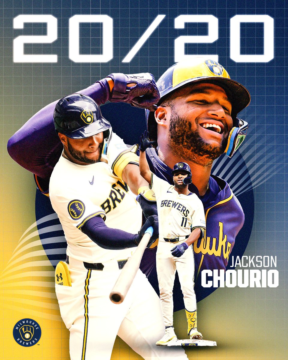 MLB's tweet image. Jackson Chourio is the youngest player in MLB history to record a 20/20 season!