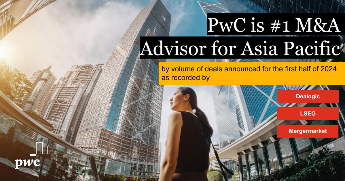 PwC_Philippines's tweet image. 🏆Achieving sustained excellence in M&amp;amp;A advisory ⭐

We are proud to announce that PwC has once again claimed the top spot as the #1 Asia Pacific M&amp;amp;A Advisor for the first half of 2024. 

#PwCDeals #PwCProud #MnA
