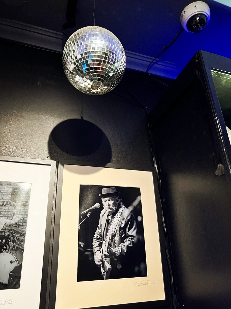 bobbydevito's tweet photo. Playing at the Little Jazz Room for a couple nights. Its lovely that they put my old boss Bill Blue in a place of honor WITH A DISCO BALL 🪩
#keywest
#billblue
#littleroom https://t.co/hOhDaNwzXu