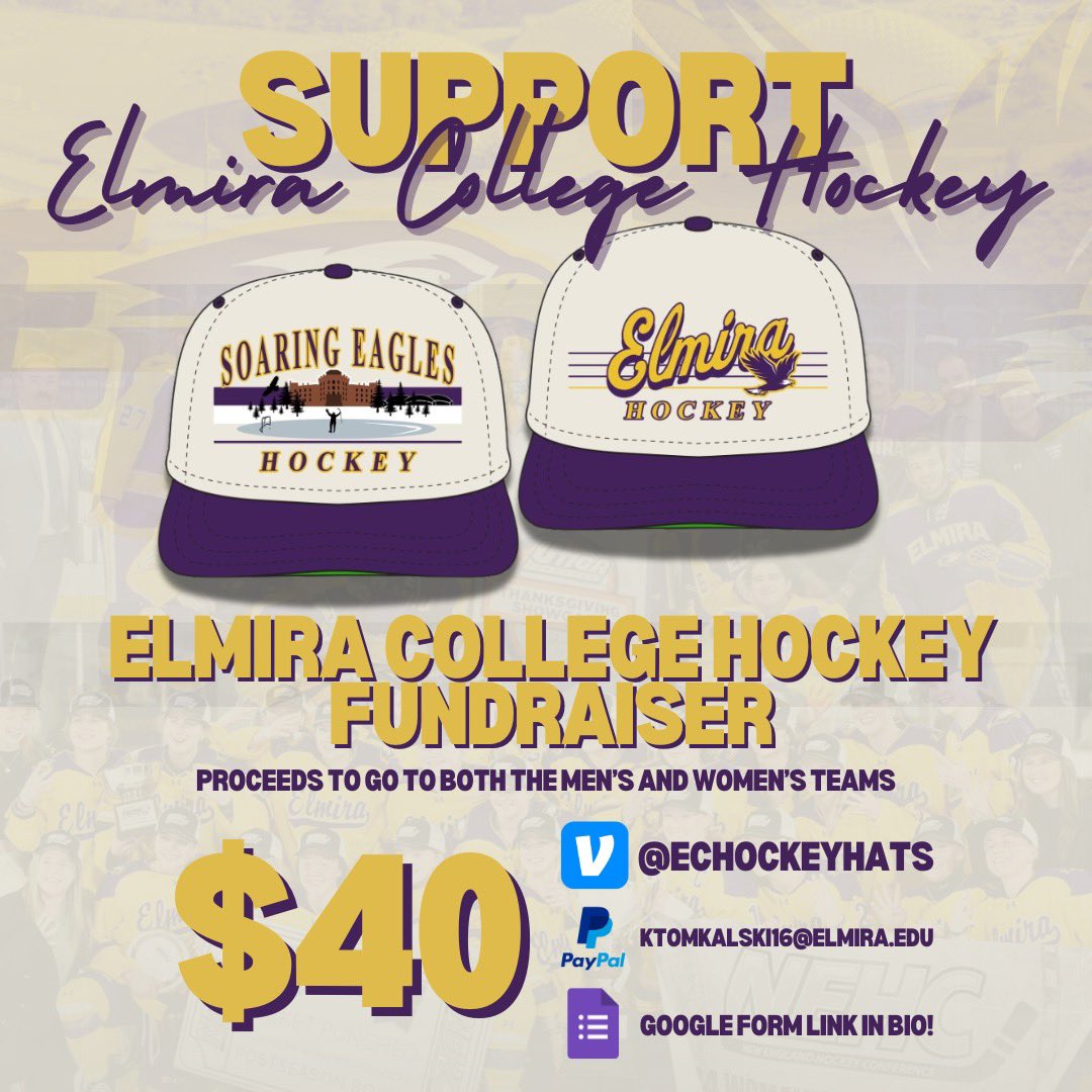 granats7's tweet photo. Elmira college hockey hat fundraiser! If interested please purchase and pay! Sales end on September 20th. Thank you to celly hockey co for the collab. https://t.co/NKZxY8Djjg https://t.co/eXZR52XkFK