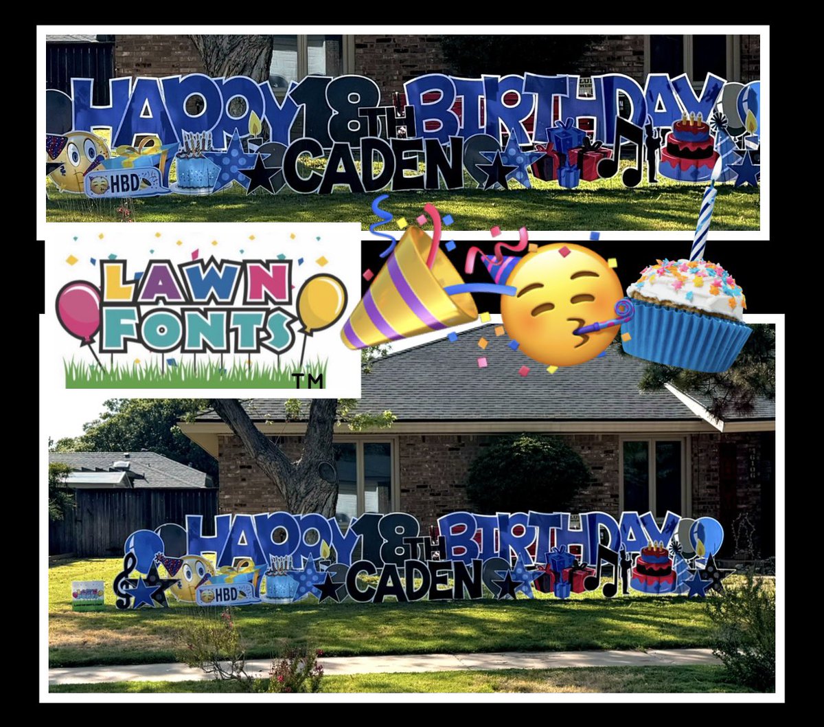 Beautiful day to celebrate Caden’s 18th birthday! 🎉🥳 🎂 Happy 18th! 🤩🎉 Lawnfonts.com #celebrate #18thbirthday #yardsignrentals #sayitwithus #lawnfontslubbock