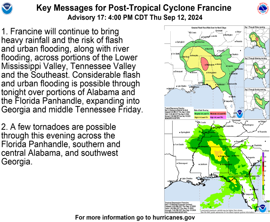 LimWeather's tweet photo. #Francine in #Mississippi now post tropical
interests in #MidSouth should watch out for #flooding rains
#wxtwitter #Wxx #Tropicswx #HurricaneSeason2024 #HurricaneSeason #MSwx #HurricaneFrancine #Tnwx #Arwx #Mowx #Kywx #Paducah #Memphis #Sikeston #Jonesboro #JacksonMS #WestMemphis https://t.co/Liv9NRqMpd