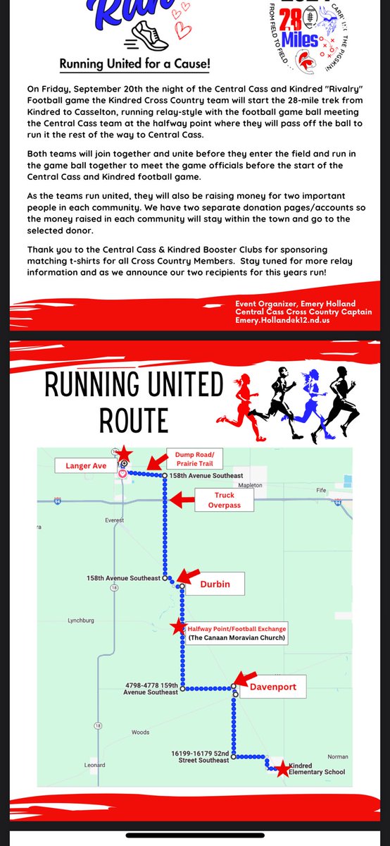Two schools coming together for two people in their respective communities. Great idea spearheaded by Emery Holland from Central Cass. #NDpreps