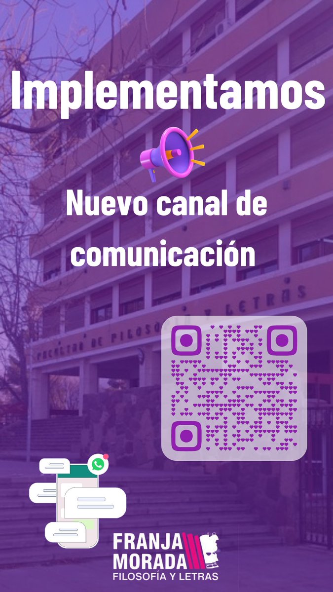 FranjaMoradaFyL's tweet photo. Nuevo canal de comunicación para estar cada vez más cerca de los estudiantes. https://t.co/Fl4MKku6gF