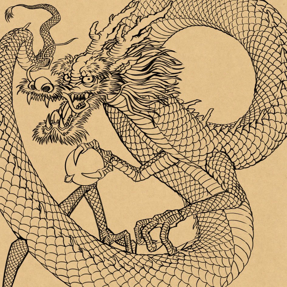 #wip

実は、完成する前に龍の鱗の向きを半分以上間違えていたことに気づき、やり直しした流れがありました😱

左がミスった方で、右が完成したもの

皆さんも龍を描く時はま鱗の向きに気をつけましょう！笑

#イラスト #絵柄が好きっていう人と繋がりたい