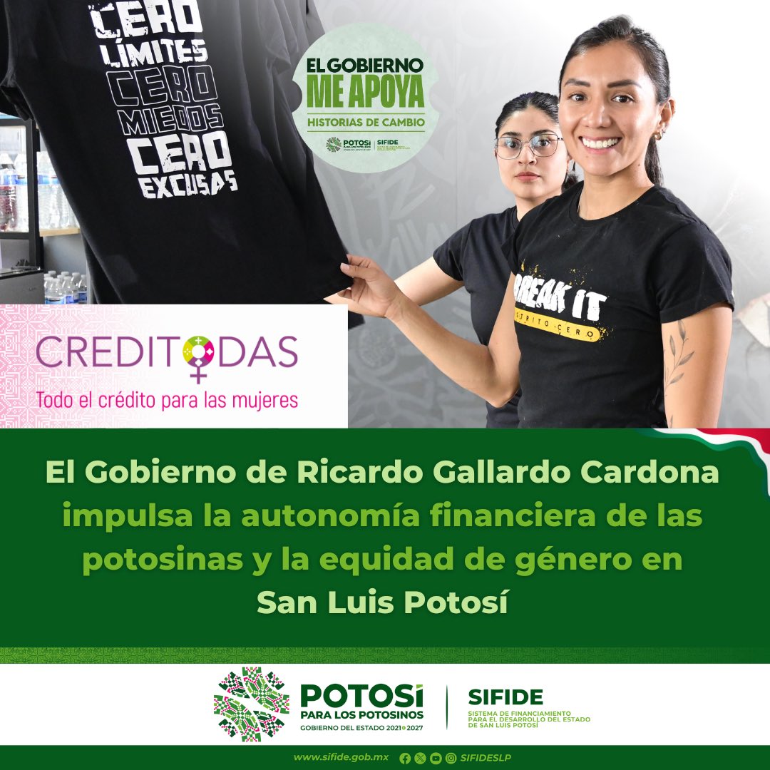 Con el financiamiento Creditodas del @SIFIDESLP, el Gobierno de Ricardo Gallardo Cardona impulsa el emprendimiento de las mujeres potosinas. 

Conoce la historia de éxito de Mariana Azúa, quien recibió este crédito para fortalecer a Distrito Cero. 
<a href="/GobEdoSLP/">Gobierno del Estado de San Luis Potosí</a>
