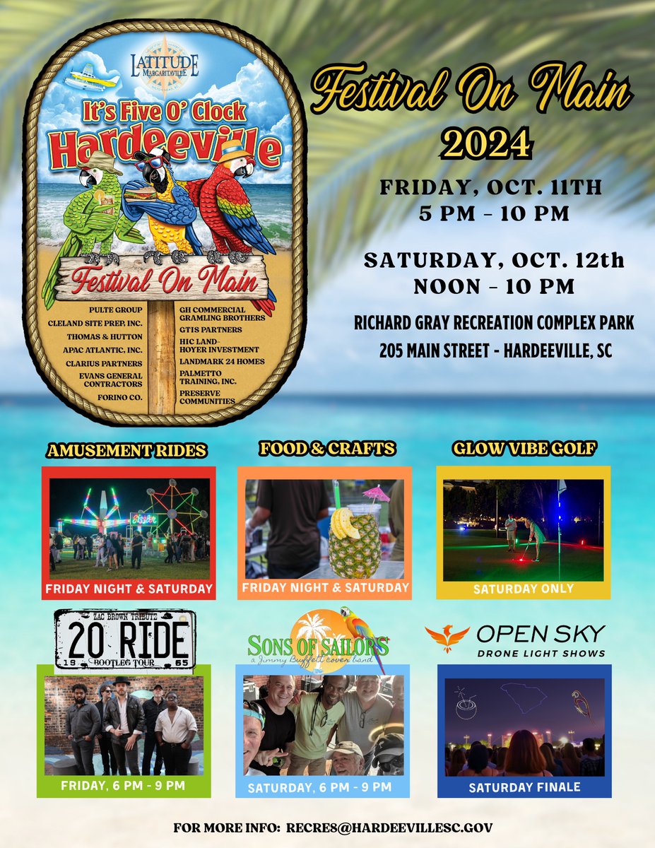 We’re buzzing with excitement—Festival on Main is almost here! 🤩 Get ready for two days of live music, delicious food, local vendors, and nonstop fun right in the heart of Hardeeville!