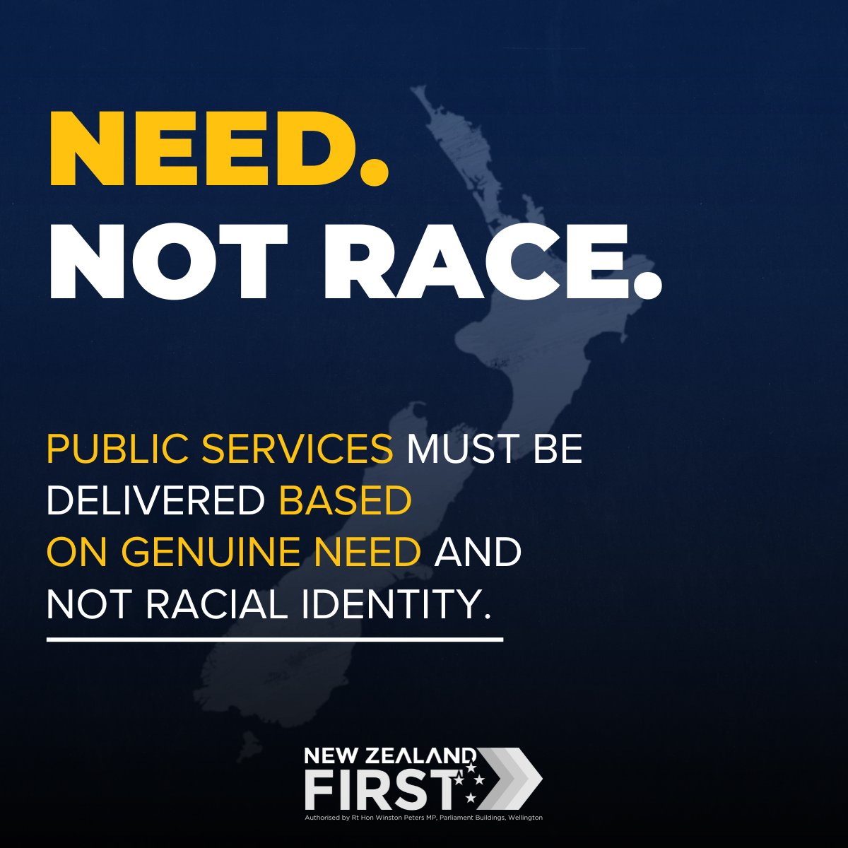 New Zealand First was founded on the basis that we are one people, and that each and every New Zealander deserves timely access to quality public services.

We are ensuring that public service agencies are delivering services based on need, not race.

It's commonsense.