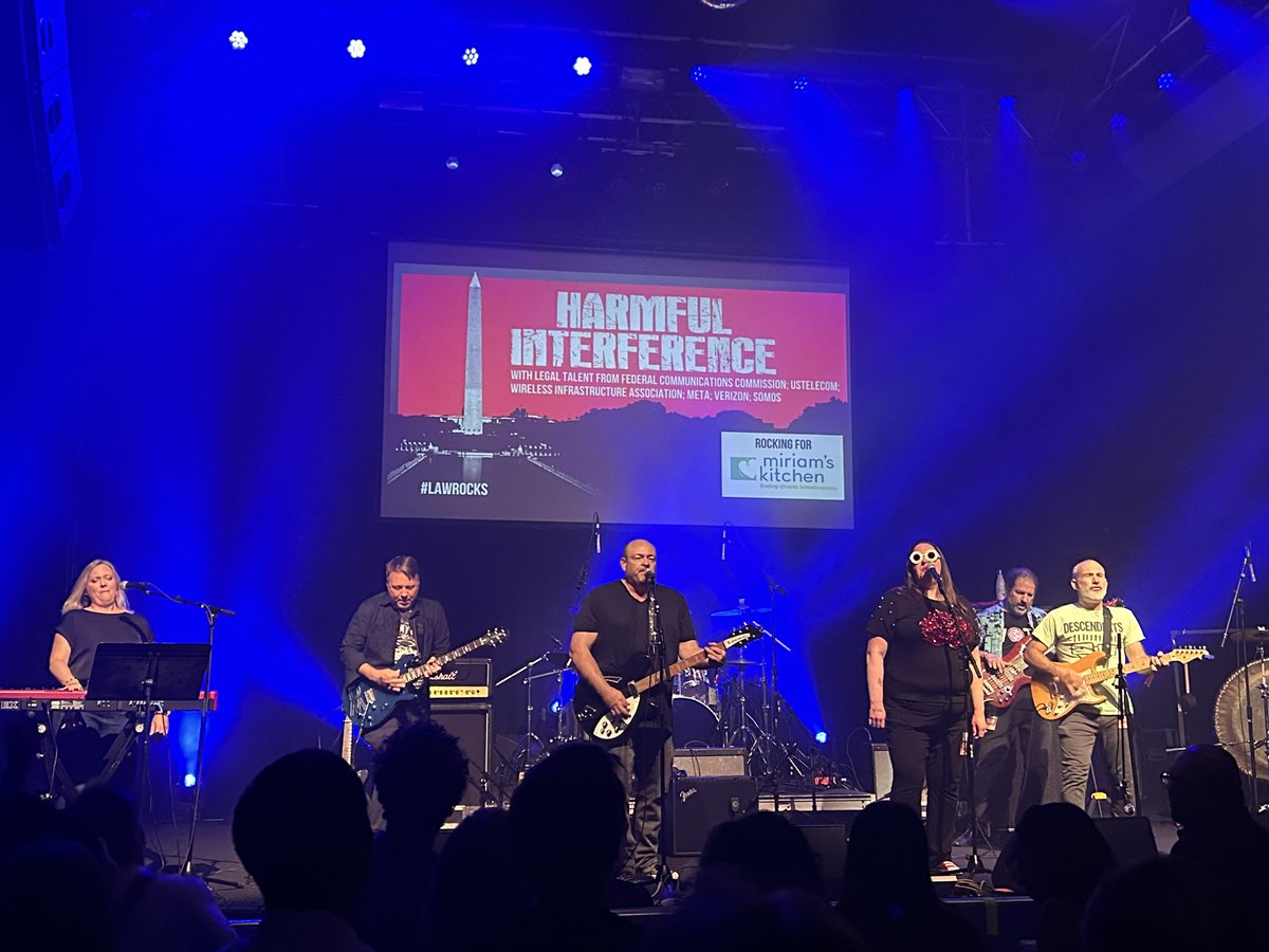 EnergyLawJeff's tweet image. Having a great time at Law Rocks DC 2024, where lawyer bands are rocking for local charities! Feeling a special kinship with “Harmful Interference”, an all telecom lawyer band! Anyone want to form “Just and Reasonable” with me? #LAWROCKS