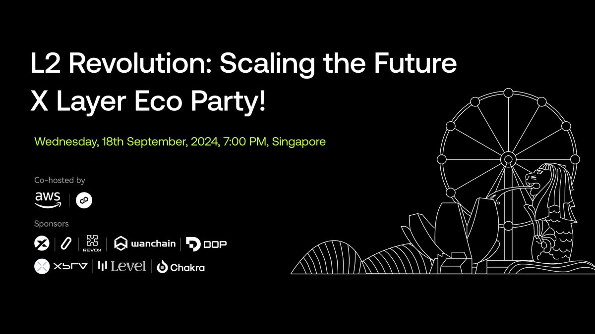 XLayerOfficial's tweet photo. 🚨 Just 1 week until the #XLayer Ecosystem Party during #TOKEN2049 on Sep 18th with @0xPolygon & @awscloud！  

Join and connect with ecosystem dApps and devs, and enjoy a thrilling night with us!    

Sign up now to secure your spot for an unforgettable party! https://t.co/IRJRSMrL4g