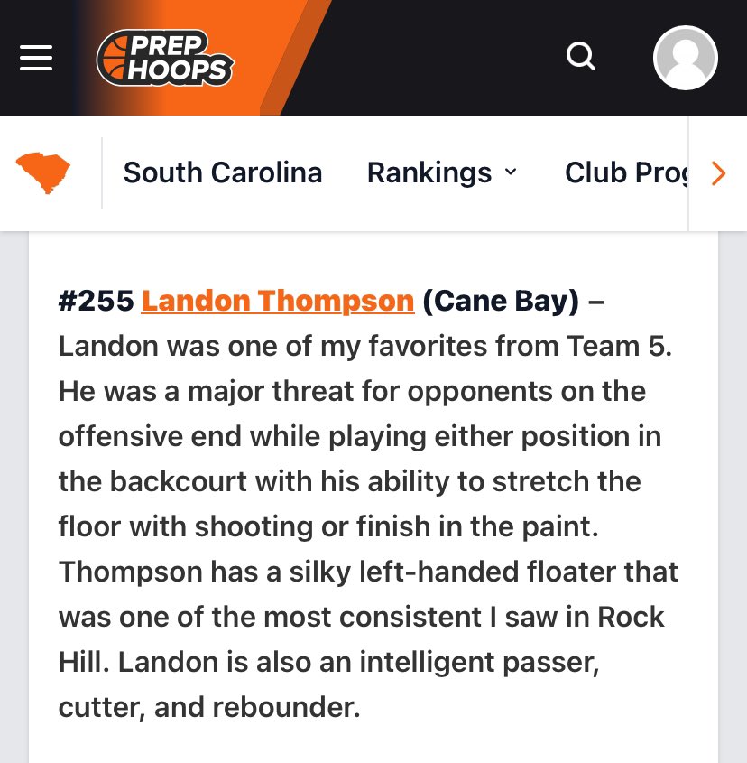 Landon Thompson (@landonthom08) on Twitter photo Thank you <a href="/PrepHoopsSC/">Prep Hoops South Carolina</a> and <a href="/AndrewBaxleySC/">Andrew Baxley</a> for the write up. Excited to keep working and improving my game! Thank you <a href="/PrepHoopsSC/">Prep Hoops South Carolina</a> and <a href="/AndrewBaxleySC/">Andrew Baxley</a> for the write up. Excited to keep working and improving my game!