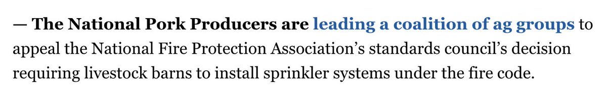 This week, nearly 1,000 pigs burned alive in a North Carolina factory farm that had no sprinklers.

Also this week: the pork industry appealed a new rule that requires them to install sprinklers in their barns. They said it's too expensive.

Pure evil.