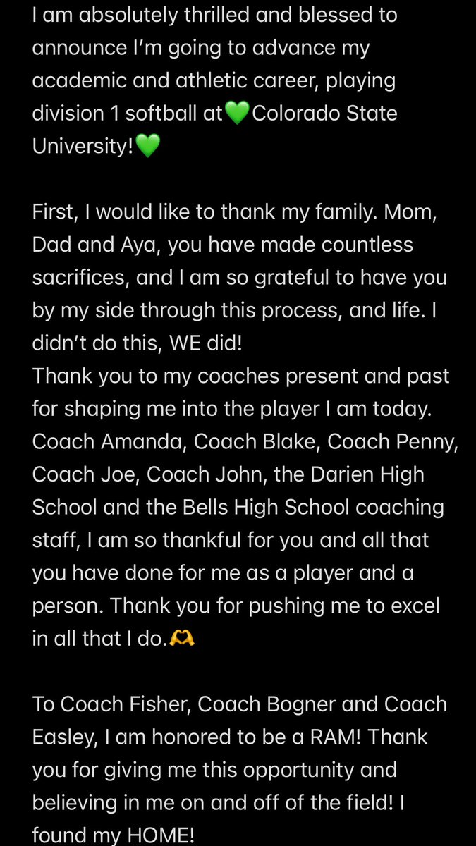 Isabelle Oefinger 2026 (@ioefinger) on Twitter photo ๐ค๐งก๐GO RAMS๐๐งก๐ค <a href="/CSUSoftball/">Colorado State Softball</a> <a href="/Coach_Fisher/">Jen Fisher</a> <a href="/bbogner14/">Brett Bogner</a> <a href="/CSUCoachEasley/">Shana Easley</a> ๐ค๐งก๐GO RAMS๐๐งก๐ค <a href="/CSUSoftball/">Colorado State Softball</a> <a href="/Coach_Fisher/">Jen Fisher</a> <a href="/bbogner14/">Brett Bogner</a> <a href="/CSUCoachEasley/">Shana Easley</a>