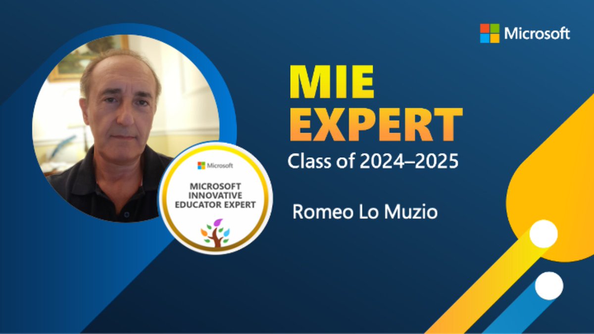 rlomuzo's tweet photo. Sono onorato di annunciare che per il quarto anno consecutivo, Microsoft conferma che sono un MIE Expert.
#MIEExpert #EducatorsInTech #AIinEducation https://t.co/QsfHGzWIuK