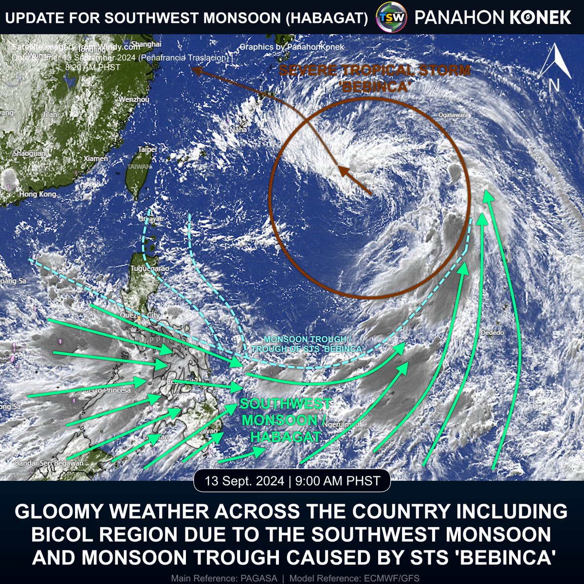 TSWatcher2020's tweet image. GLOOMY WEATHER ACROSS THE CONTRY INCLUDING BICOL REGION DUE TO THE SOUTHWEST MONSOON AND MONSOON TROUGH CAUSED BY SEVERE TROPICAL STORM (STS) 'BEBINCA'

#Habagat #SouthwestMonsoon #SWMonsoon #MonsoonTrough

Read/Basahin: facebook.com/tropicalstormw…
