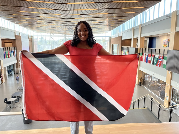 AHS_Bluepride's tweet photo. AHS is proud to welcome back students and staff with flags representing the diverse countries of origin within our school community. Thanks to the Attleboro Cultural Council for their support in making this happen.  52 flags and counting... https://t.co/B2VX3bXDUg