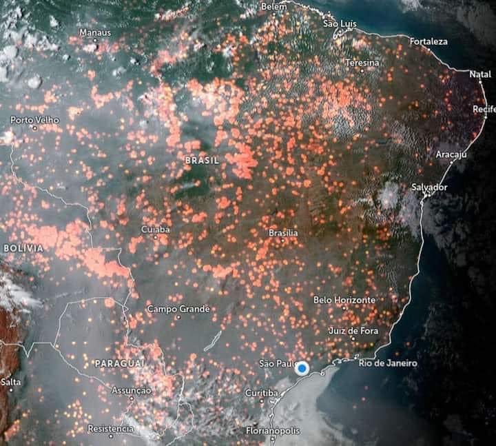 CristianNo20750's tweet photo. @GabrielBoric Ojo acá, se quema medio Brasil y parte de Bolivia-Paraguay.

El único avance a la fecha son 3 detenidos y ningún aviso de que estamos mejor preparados que el verano pasado. https://t.co/ctcafYwIDP