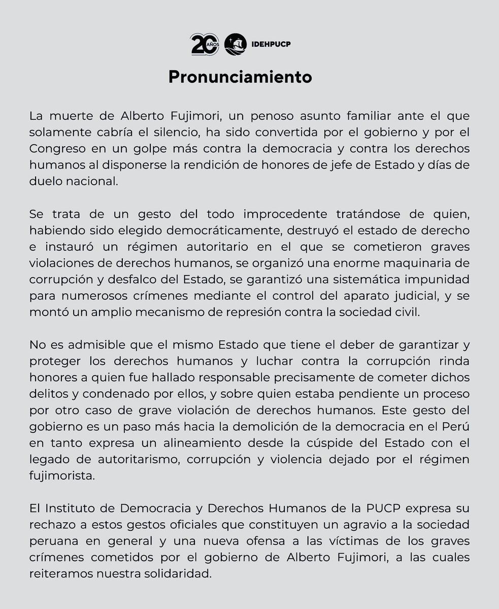 Nada que agregar a este pronunciamiento. Solo difundirlo.