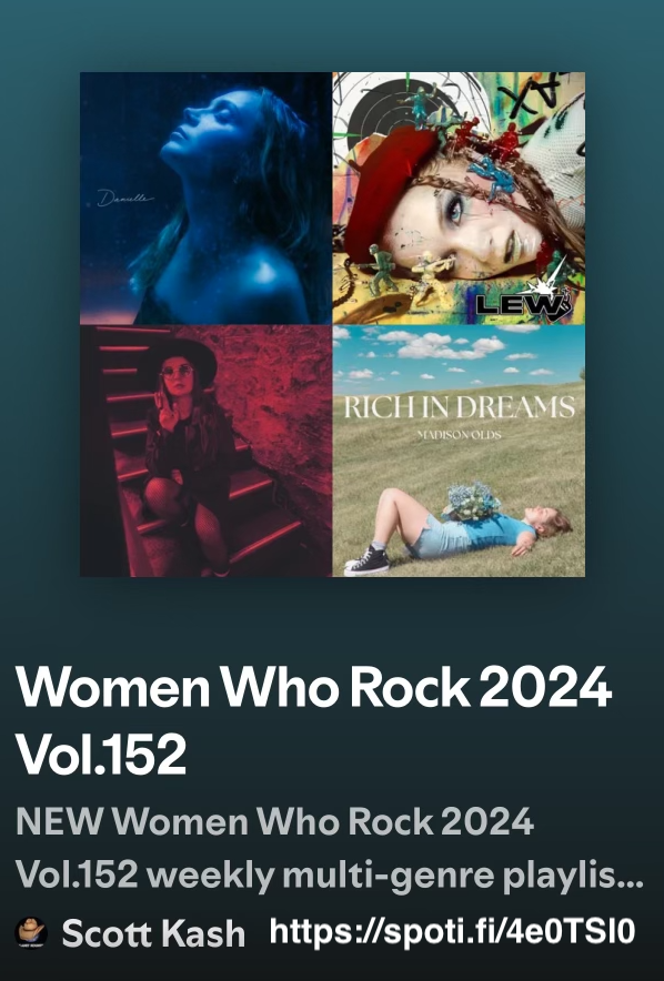 NEW #WomenWhoRock playlist with the best new music
<a href="/DBradbery/">Danielle Bradbery</a>
<a href="/itslewreal/">LEW</a>
#AliMarieMusic
<a href="/maddieoldsmusic/">Madison Olds Music</a>
<a href="/CDareMusic/">Caroline Dare</a>
<a href="/MikalynMusic/">Mikalyn</a>
<a href="/WeAreNeoni/">weareneoni</a>
#WhitInLove
<a href="/KenRenMusic/">✨ Kendall Renee ✨</a>
+MORE

#Spotify
spoti.fi/4e0TSl0

#NewMusic2024 #MultiGenre