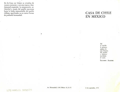 TheMaeruh's tweet photo. Se creó en México la "Casa de Chile en México"  un espacio fundado por el gobierno que funcionaba casi que como embajada informal para recibir en México a chilenxs refugiadxs y/o exiliadxs

Placa de donde estaba la Casa y tríptico sobre ella (Doc del MMDH) https://t.co/1Xg6WB9RDd