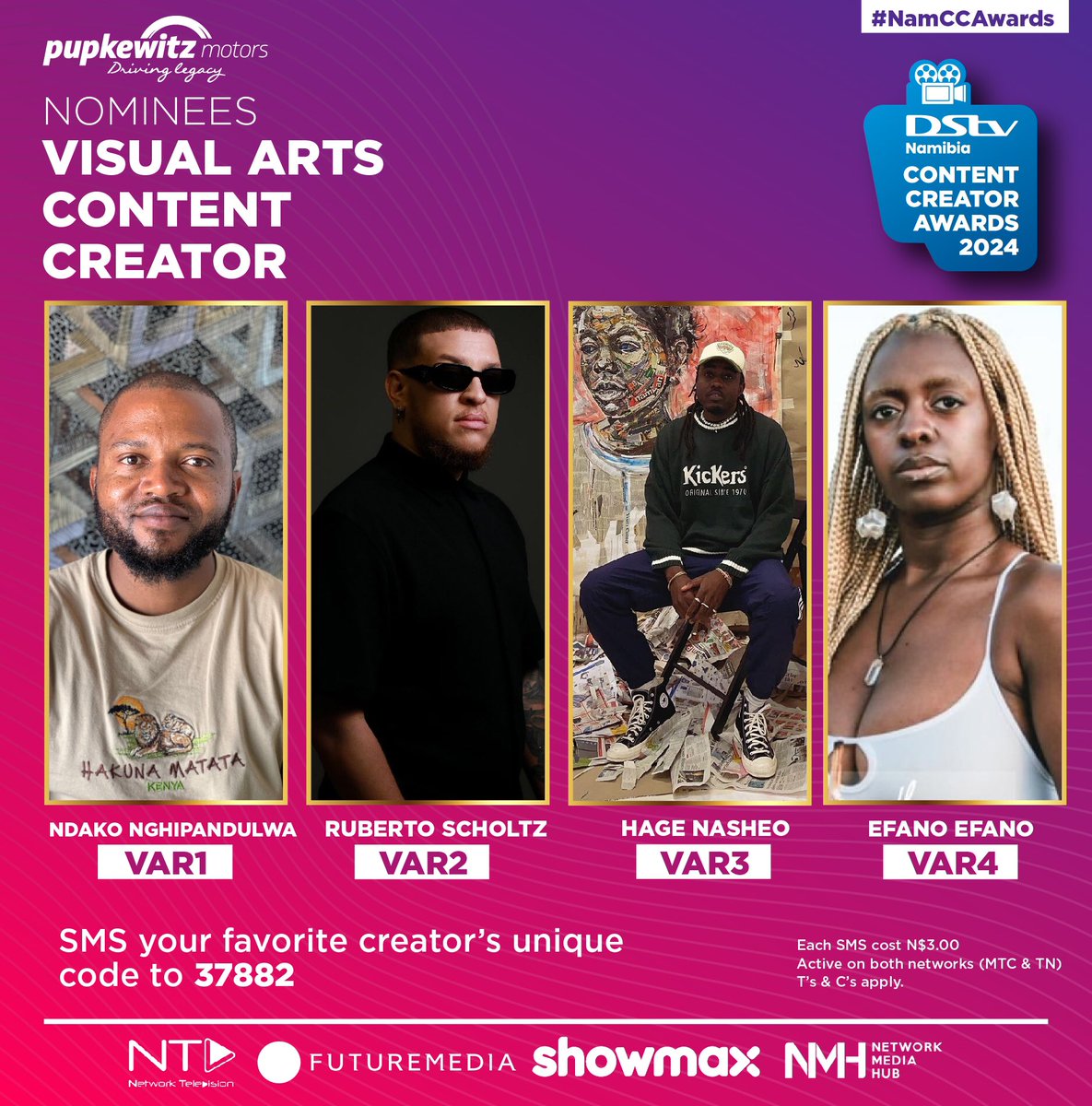 Namibia, meet the nominees for the Pupkewitz Motors Visual Arts Content Creator Award 🏆 #NamCCA2024