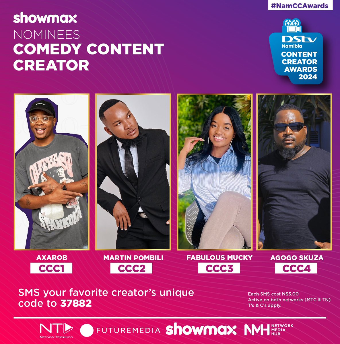 For the laughs! The nominees for the <a href="/ShowmaxOnline/">Showmax South Africa</a> Comedy Content Creator Award 🏆 #NamCCA2024