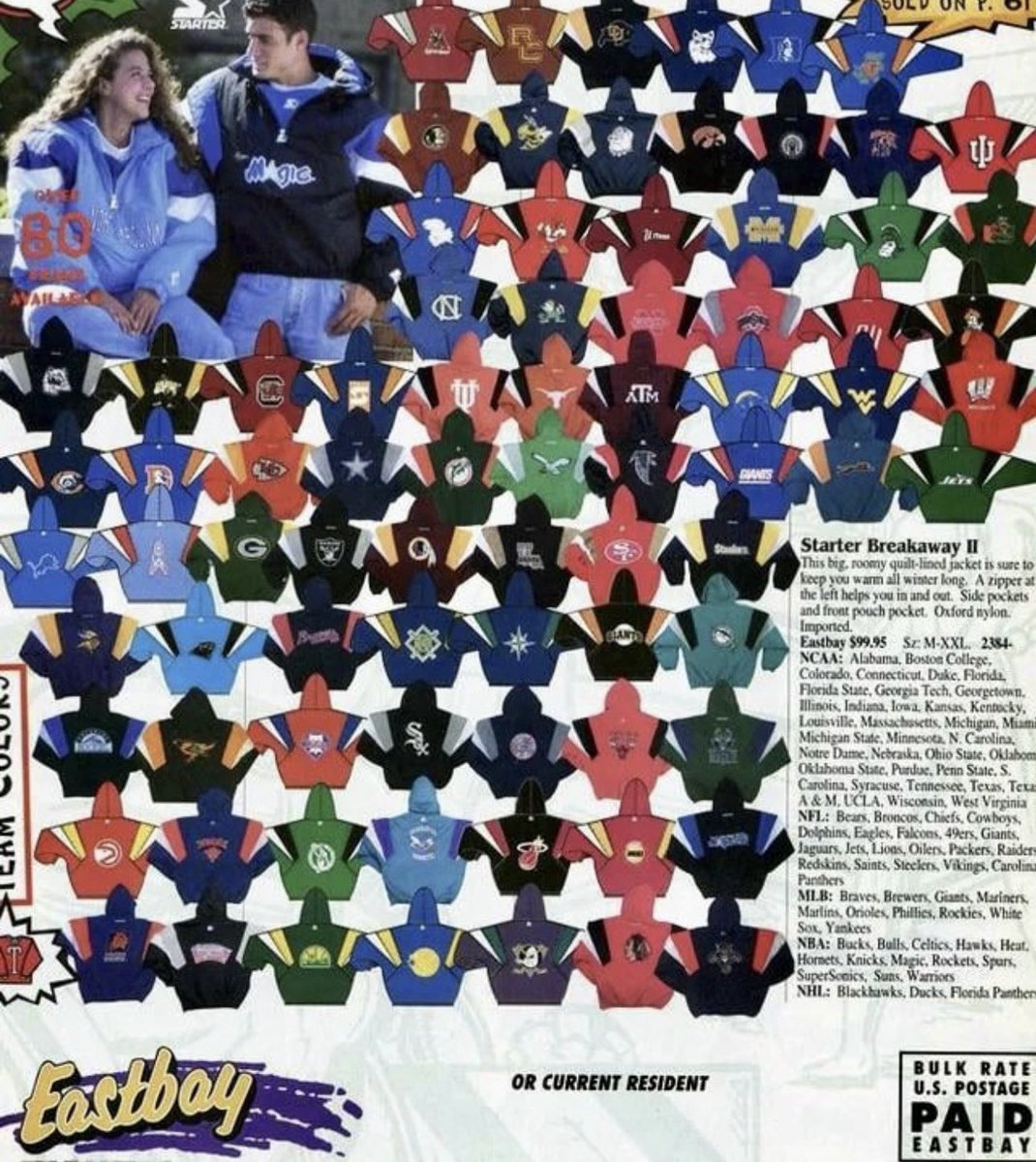 90s_kids_know_'s tweet photo. Out of all these Starter Jackets, somehow the Hornets jacket made up 90% of sales. https://t.co/0VaFHmu2a4