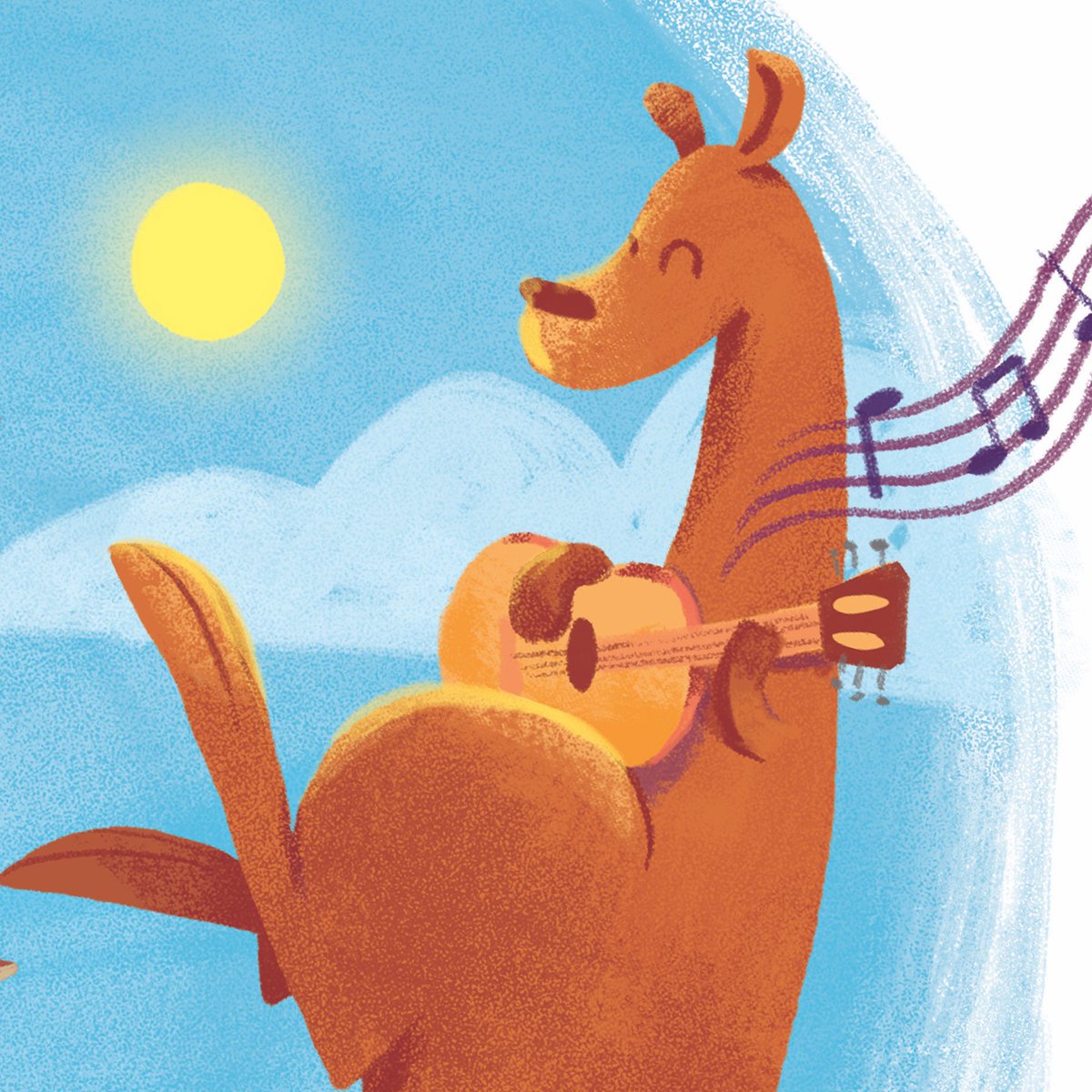 Felvast's tweet photo. Más del proceso de la ilustración de la serie de libros infantiles, los canguros son animales un poco difíciles de dibujar ya que tienes unas proporciones bastante extrañas pero logré capturar su figura simplificando las formas generales, #canguro #procreate #libroinfantil https://t.co/JtYPRVJ90z