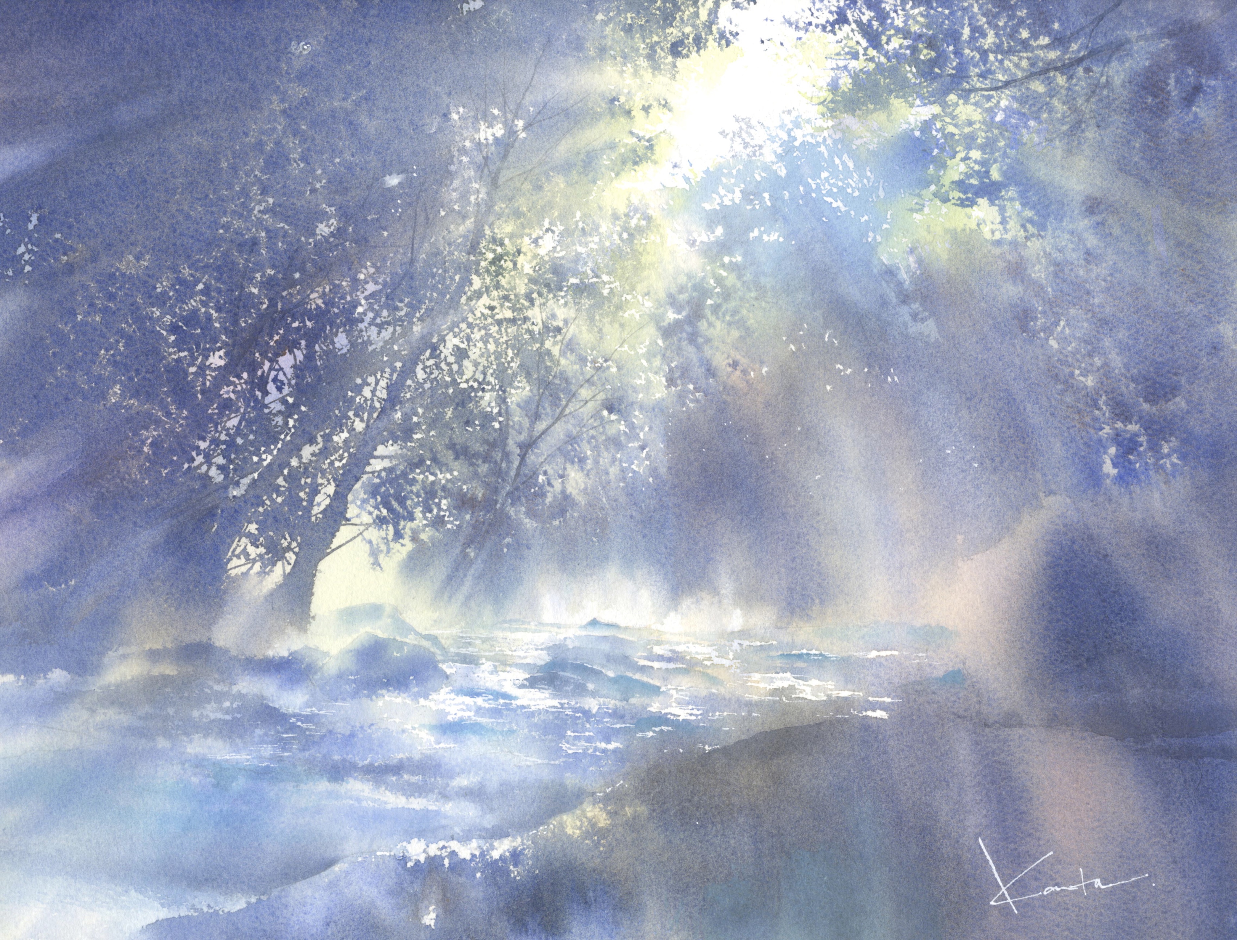 水彩画「北条湾」