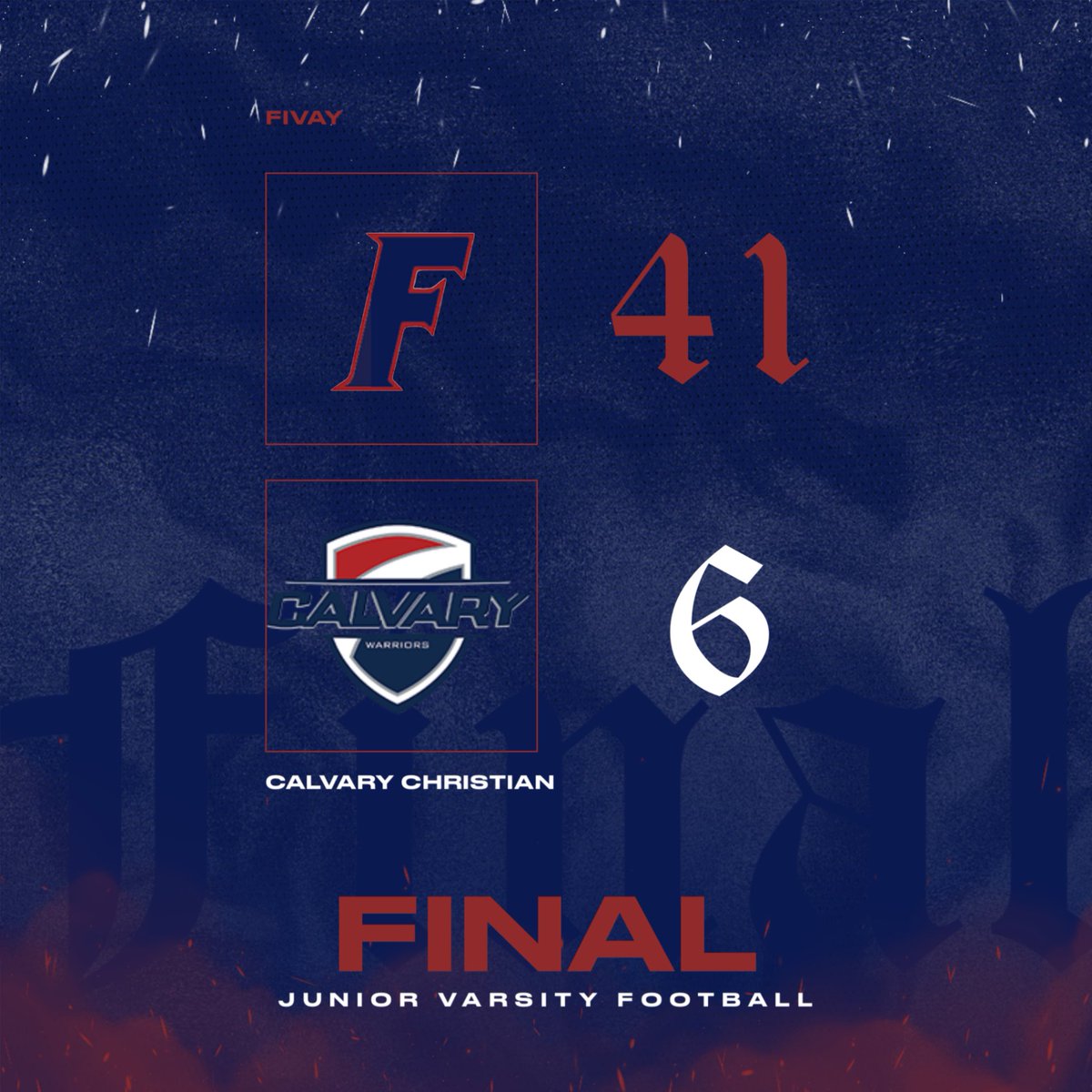FivayFalconsFB's tweet photo. JV keeps it rolling, 4-0 on the year‼️

#SoarAbove | #JustWork https://t.co/uPbcHw7KbP
