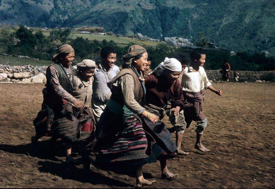 EverestToday's tweet photo. This is how Lukla Airport was built.

Sherpas spent several days walking, running, dancing, and singing their way back and forth across the plowed ground of what was planned to be the Lukla airfield to make it firm enough for a plane to land on. This technique was successful. The Sherpas were employed in the most enjoyable jobs they had ever had.

Photo ©: Jim Fisher.