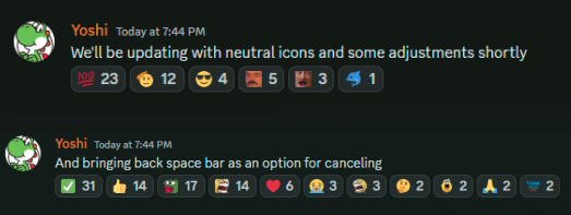 After some feedback from the community yoshi has agreed with some of the requests